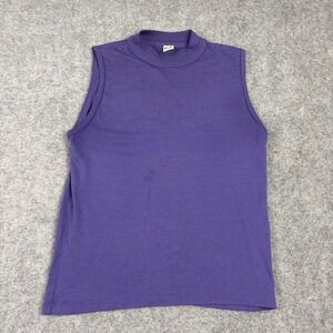 La Playa Sleeveless‎ Mock Neck Top Women Medium Purple Vintage Made in USA 90s